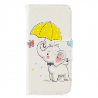 Husă flip elefant, cu umbrelă, pentru Huawei P30 Lite - alb