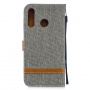 Husă flip cu denim și piele, pentru Huawei P30 Lite - gri