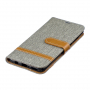 Husă flip cu denim și piele, pentru Huawei P30 Lite - gri