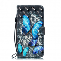 Husă flip fluture albastru, pentru Huawei P30 - negru