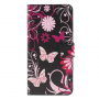 Husă flip fluturi și flori, pentru Huawei P30 Lite - roz-maro
