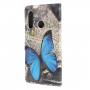 Husă flip fluture albastru, pentru Huawei P30 Lite - gri