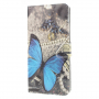 Husă flip fluture albastru, pentru Huawei P30 Lite - gri