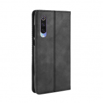 Husă flip din piele, vintage, pentru Xiaomi Mi 9 - negru