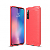 Carcasă din plastic cu textură șlefuită, pentru Xiaomi Mi 9 - roșu
